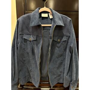 Alfred Dunner Blue Jacket Size 12 Full Zip Missing Zipper Pull Beautiful Details